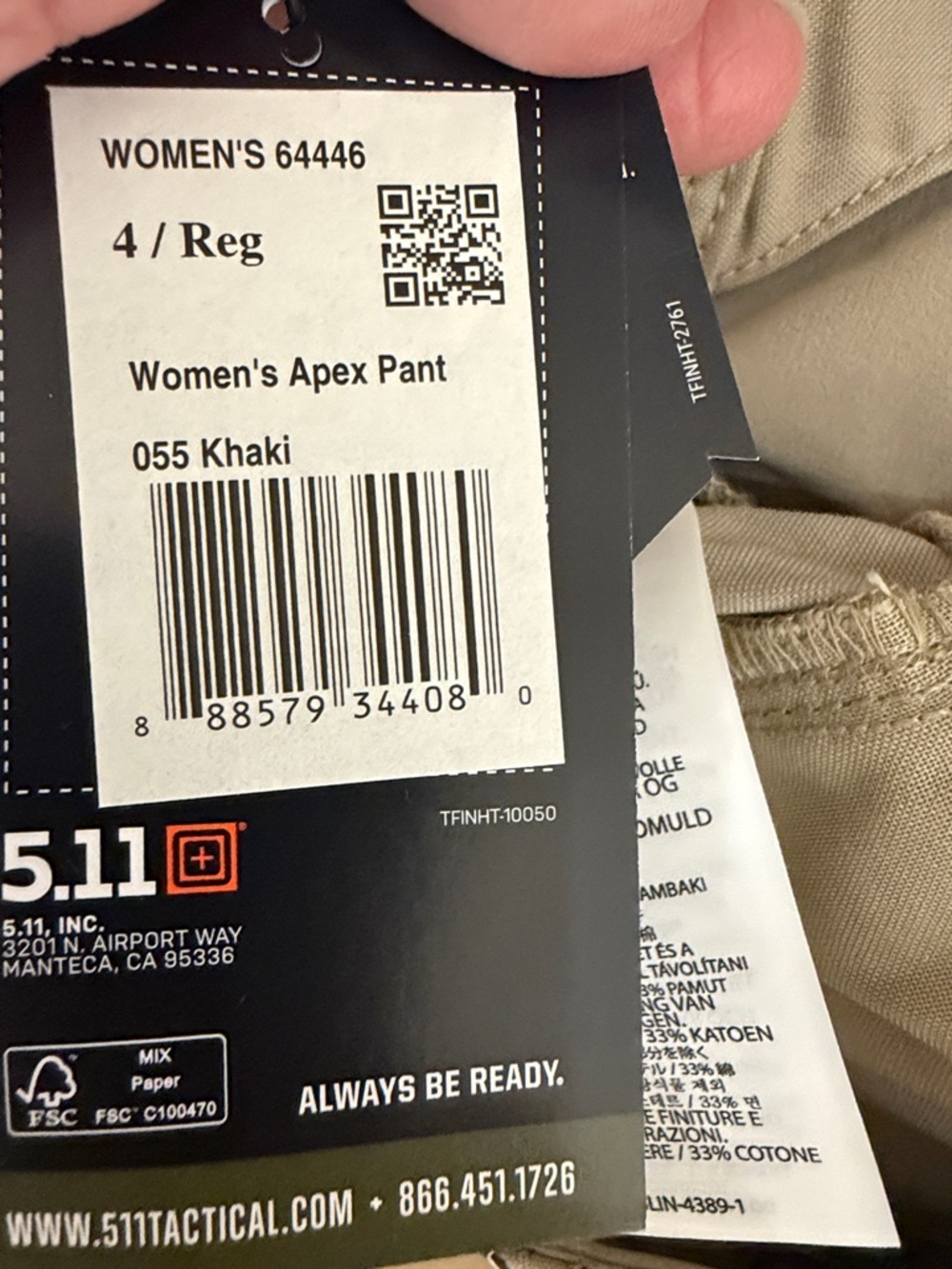 5.11 Tactical Women’s Apex Cargo Pants in Khaki/Tan size 4 NWT - Picture 10 of 10